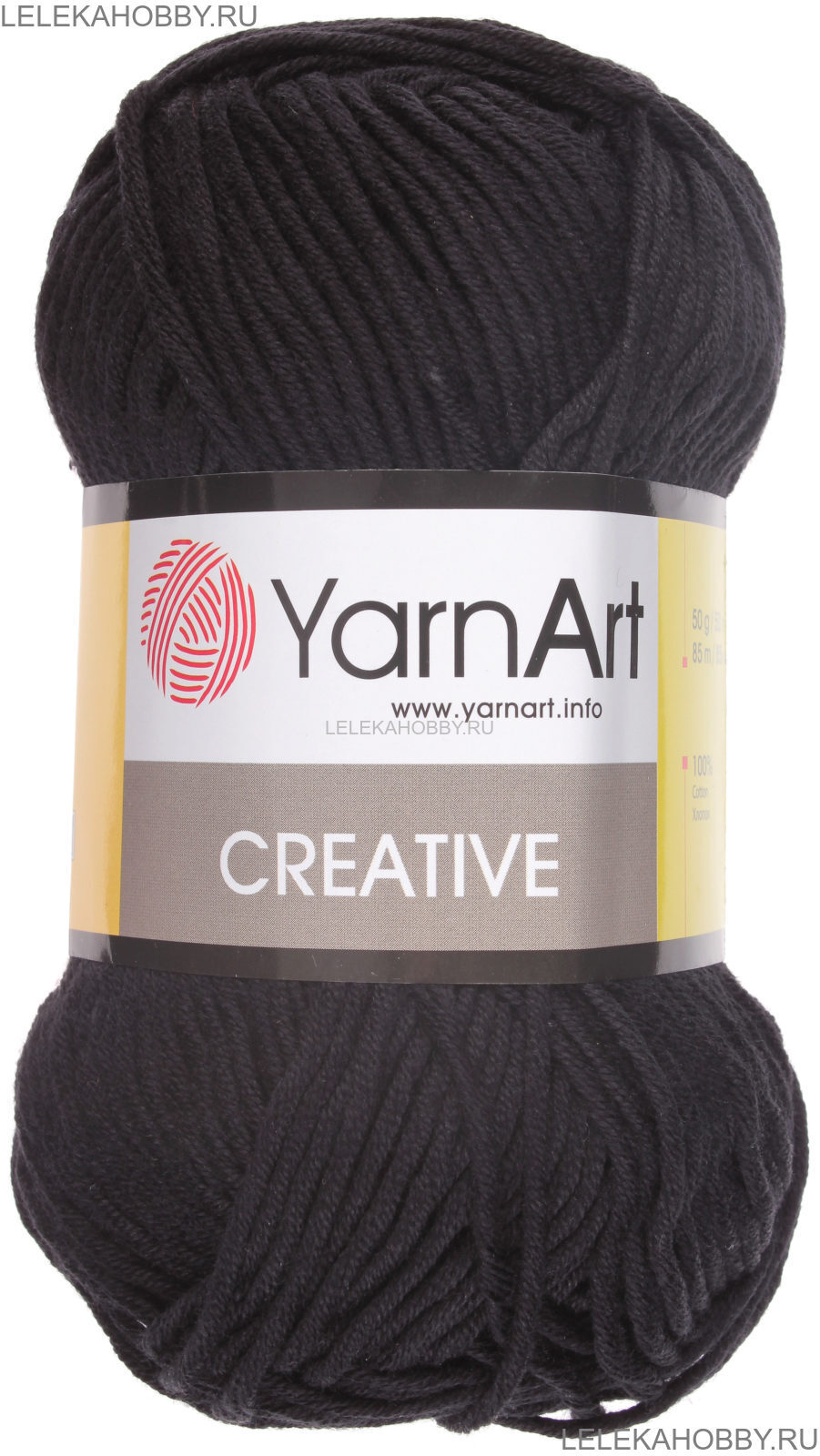 Пряжа YarnArt Creative черный (221), 100%хлопок, 85м, 50г 121₽