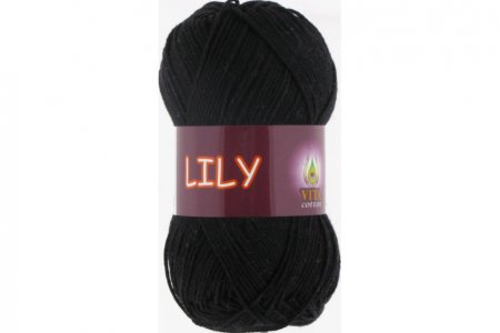 Пряжа Vita cotton Lily черный (1602), 100%мерсеризованный хлопок, 125м, 50г