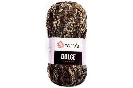 Пряжа YarnArt Dolce коричневый-бежевый (807), 100%микрополиэстер, 120м, 100г