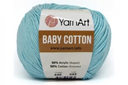 Пряжа YarnArt Baby cotton светлая бирюза (446), 50%хлопок/50%акрил, 165м, 50г