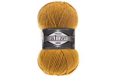 Пряжа Alize Superlana Midi шафран (2), 25%шерсть/75%акрил, 170м, 100г