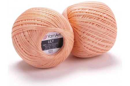 Пряжа YarnArt Lily персик (6322), 100%мерсеризованный хлопок, 225м, 50г