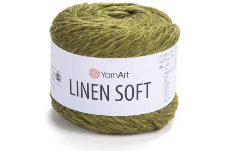 Пряжа YarnArt Linen soft хаки (7314), 30%лён/36%вискоза/34%хлопок, 272м, 100г