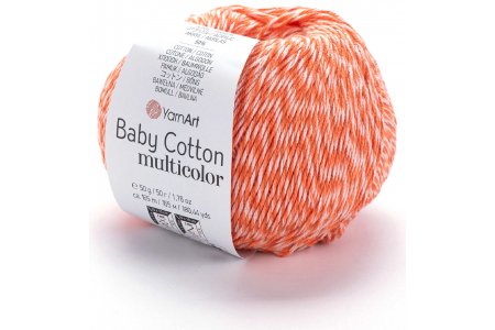 Пряжа YarnArt Baby cotton multicolor розовый-красный-оранжевый меланж (5216), 50%хлопок/50%акрил, 165м, 50г