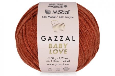 Пряжа Gazzal Baby Love кирпичный (1633), 55%модал/45%акрил, 115м, 50г