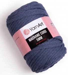 Пряжа YarnArt Macrame cord 5mm джинсовый (761), 60%хлопок/40%полиэстер/вискоза, 85м, 500г