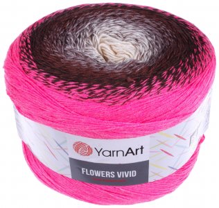 Пряжа YarnArt Flowers vivid малиновый-коричневый-белый (501), 55%хлопок/45%акрил, 1000м, 250г