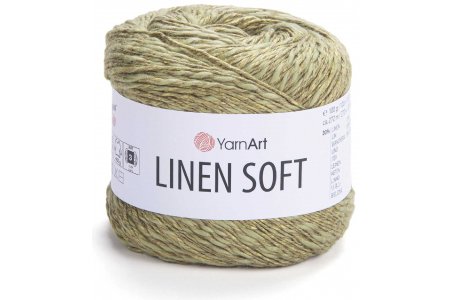 Пряжа YarnArt Linen soft светлый хаки (7313), 30%лён/36%вискоза/34%хлопок, 272м, 100г