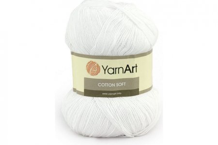 Пряжа YarnArt Cotton soft ультрабелый (62), 55%хлопок/45%полиакрил, 600м, 100г