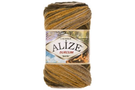 Пряжа Alize Burcum Batik беж-песочный-хаки-сливовый (5850), 100%акрил, 210м, 100г