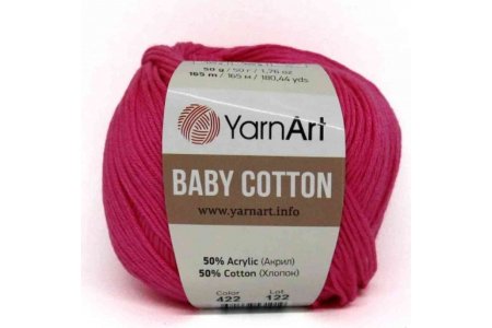 Пряжа YarnArt Baby cotton малиновый неон (422), 50%хлопок/50%акрил, 165м, 50г