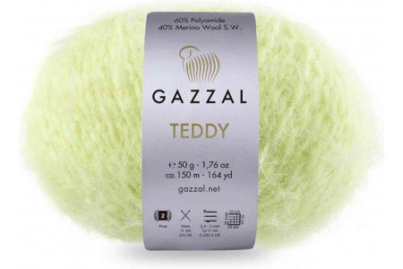 Пряжа Gazzal Teddy бледный лимон (6533), 40%мериносовая шерсть/60%полиамид, 150м, 50г