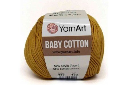 Пряжа YarnArt Baby cotton горчица (433), 50%хлопок/50%акрил, 165м, 50г