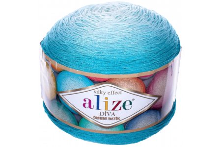 Пряжа Alize Diva ombre Batik бирюзовый (7371), 100%микрофибра, 875м, 250г