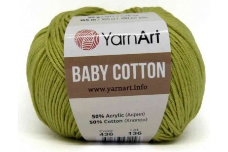 Пряжа YarnArt Baby cotton липа (436), 50%хлопок/50%акрил, 165м, 50г