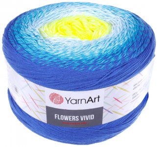 Пряжа YarnArt Flowers vivid синий-бирюза-голубой-лимон (510), 55%хлопок/45%акрил, 1000м, 250г