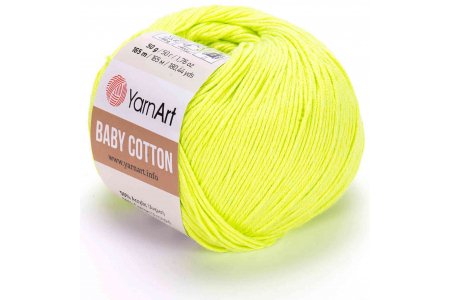 Пряжа YarnArt Baby cotton лимонный (430), 50%хлопок/50%акрил, 165м, 50г