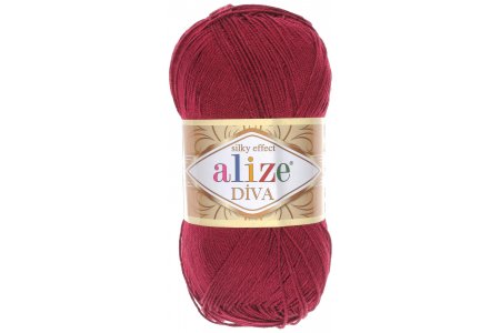 Пряжа Alize Diva бордовый (57), 100%микрофибра, 350м, 100г