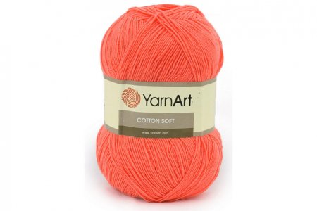 Пряжа YarnArt Cotton soft коралл (61), 55%хлопок/45%полиакрил, 600м, 100г