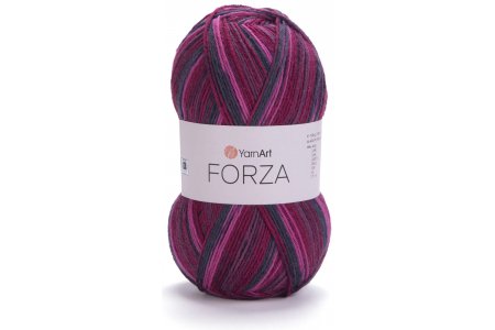 Пряжа YarnArt Forza розовый-вишневый-графит (2508), 75%шерсть/25%полиамид, 420м, 100г