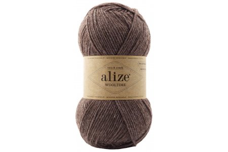 Пряжа Alize Wooltime кофейный (240), 75%шерсть/25%полиамид, 200м, 100г