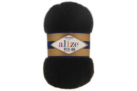 Пряжа Alize Angora Real 40 черный (60), 60%акрил/40%шерсть, 430м, 100г