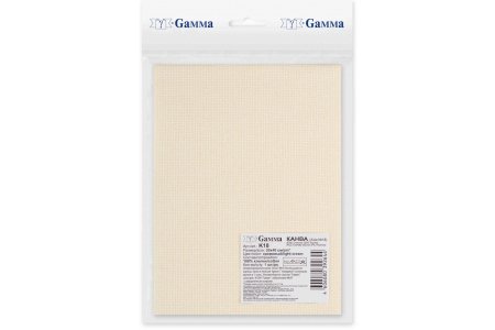 Канва GAMMA Aida18 фасовка, 100%хлопок, кремовый, 30*40см