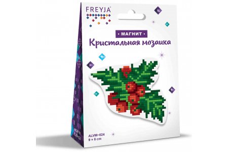 Мозаичная картина стразами ФРЕЯ магнит Остролист, 9*8см