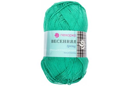 Пряжа Пехорка Весенняя изумруд (335), 100%мерсеризованный хлопок, 250м, 100г