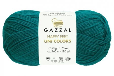 Пряжа Gazzal Happy feet Uni Colors изумруд (3562), 75%мериносовая шерсть/25%полиамид, 165м, 50г