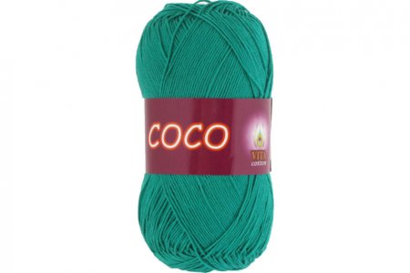 Пряжа Vita cotton Coco зеленая бирюза (4310), 100%мерсеризованный хлопок, 240м, 50г