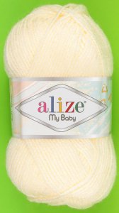 Пряжа Alize My baby молочный (01), 100%акрил, 150м, 50г