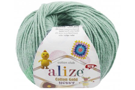 Пряжа Alize Cotton gold hobby new бледная бирюза (15), 55%хлопок/45%акрил, 165м, 50г