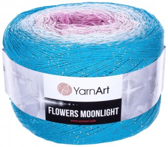 Пряжа YarnArt Flowers Moonlight бирюза-белый-розовый-цикламен (3294), 53%хлопок/43%акрил/4%металлик, 1000м, 260г