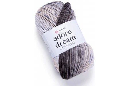 Пряжа Yarnart Adore dream светло-серый-экрю-серый-хаки-джинс (1050), 100%акрил, 280м, 100г