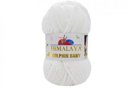 Пряжа Himalaya Dolphin baby белый (80301), 100%полиэстер, 120м, 100г