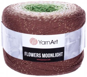 Пряжа YarnArt Flowers Moonlight коричневый-св.беж-зеленый (3272), 53%хлопок/43%акрил/4%металлик, 1000м, 260г