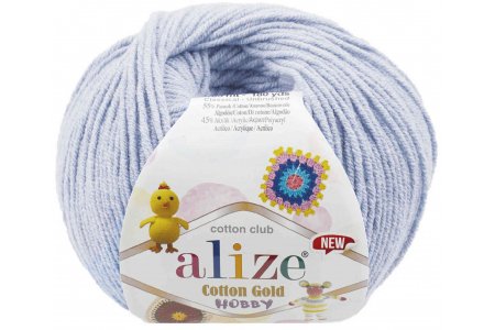 Пряжа Alize Cotton gold hobby new холодный голубой (513), 55%хлопок/45%акрил, 165м, 50г