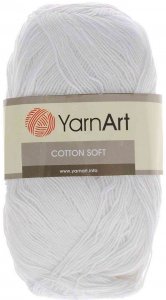 Пряжа YarnArt Cotton soft белый (01), 55%хлопок/45%полиакрил, 600м, 100г