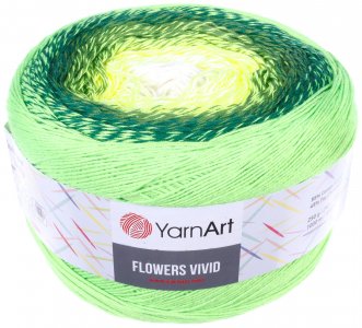 Пряжа YarnArt Flowers vivid салат-зеленый-лимон (508), 55%хлопок/45%акрил, 1000м, 250г