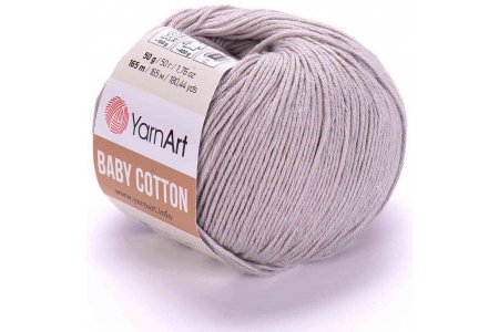 Пряжа YarnArt Baby cotton светло-серый (406), 50%хлопок/50%акрил, 165м, 50г