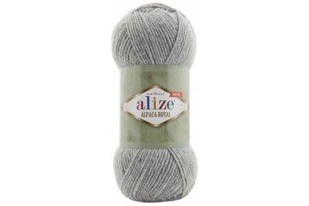 Пряжа Alize Alpaca Royal NEW серый (21), 55%акрил/30%шерсть/15%альпака, 250м, 100г