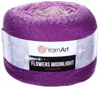 Пряжа YarnArt Flowers Moonlight лиловый-розовосиреневый-молочный (3290), 53%хлопок/43%акрил/4%металлик, 1000м, 260г