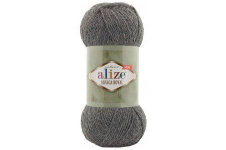 Пряжа Alize Alpaca Royal NEW темно-серый меланж (196), 55%акрил/30%шерсть/15%альпака, 250м, 100г