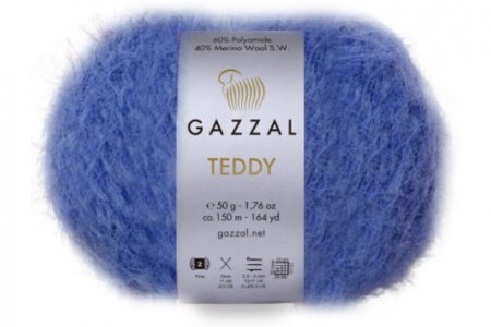 Пряжа Gazzal Teddy василёк (6562), 40%мериносовая шерсть/60%полиамид, 150м, 50г