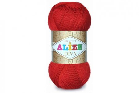 Пряжа Alize Diva красный(106), 100%микрофибра, 350м, 100г