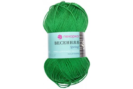 Пряжа Пехорка Весенняя ярко-зеленый (480), 100%мерсеризованный хлопок, 250м, 100г