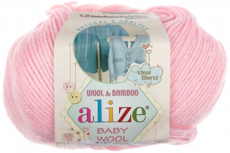 Пряжа Alize Baby Wool пудра (184), 40%шерсть/20%бамбук/40%акрил, 175м, 50г