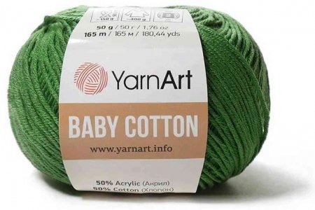 Пряжа YarnArt Baby cotton зеленый (441), 50%хлопок/50%акрил, 165м, 50г