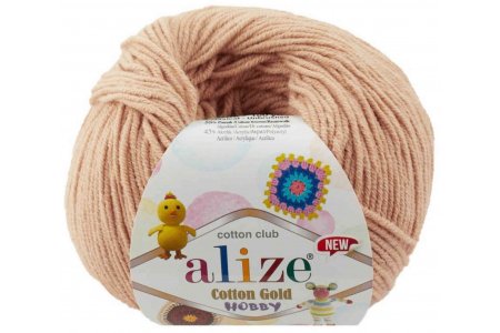 Пряжа Alize Cotton gold hobby new бежевая пудра (446), 55%хлопок/45%акрил, 165м, 50г